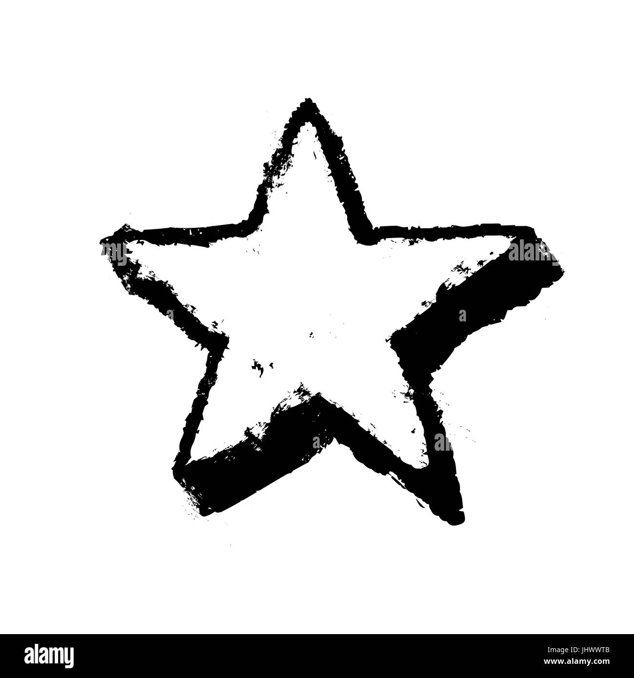 Stella a cinque punte grunge icona. Star illustrazione vettoriale. Grunge geometrica simbolo. Progettazione di grunge elemento isolato su bianco Illustrazione Vettoriale