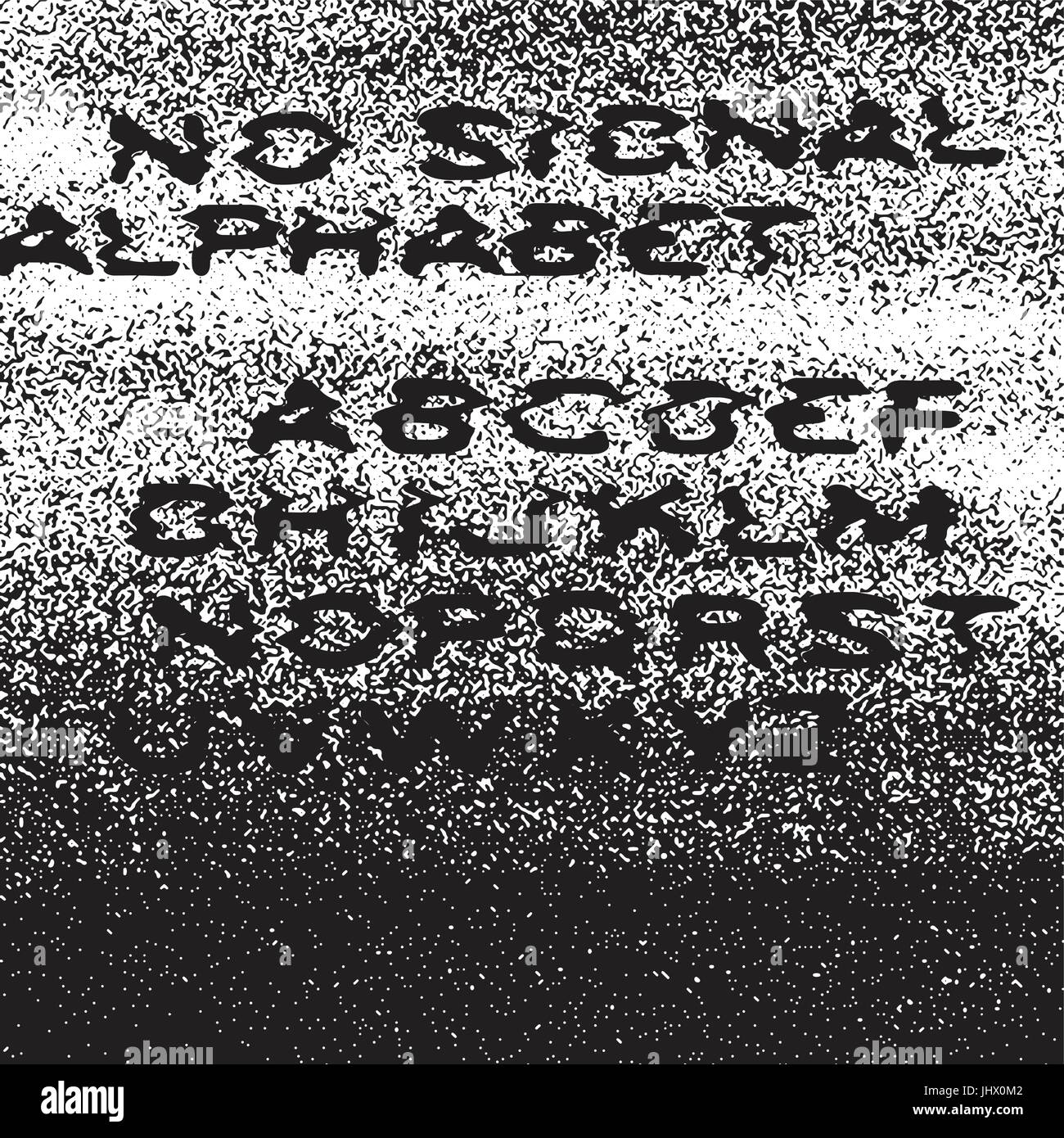 Nessun segnale alfabeto. Nessun segnale sfondo. Il concetto di errore. Isolati in bianco. Distress Texture Overlay Illustrazione Vettoriale