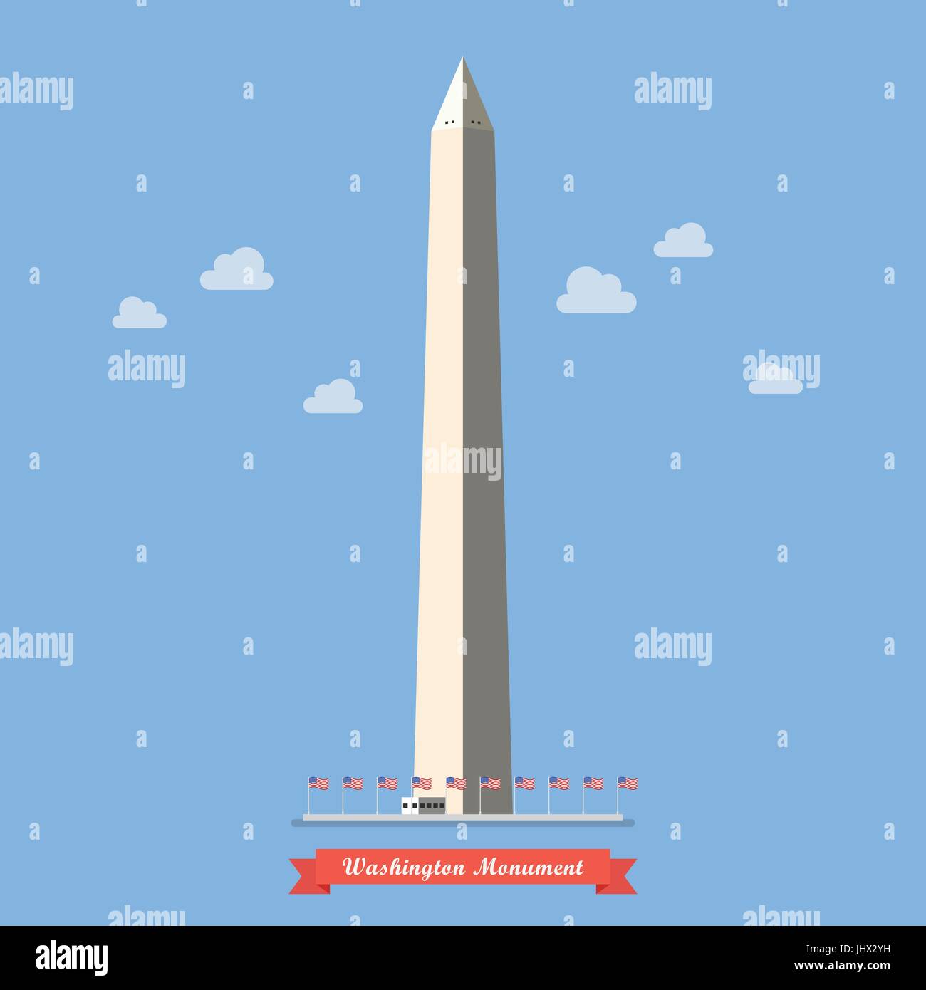 Il Monumento a Washington in stile appartamento. Illustrazione Vettoriale Illustrazione Vettoriale