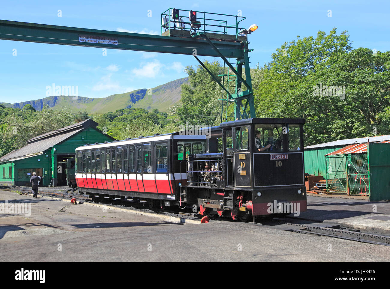 Snowdon Mountain railway, Llanberis, Gwynedd, Snowdonia, Galles del Nord, Regno Unito Foto Stock