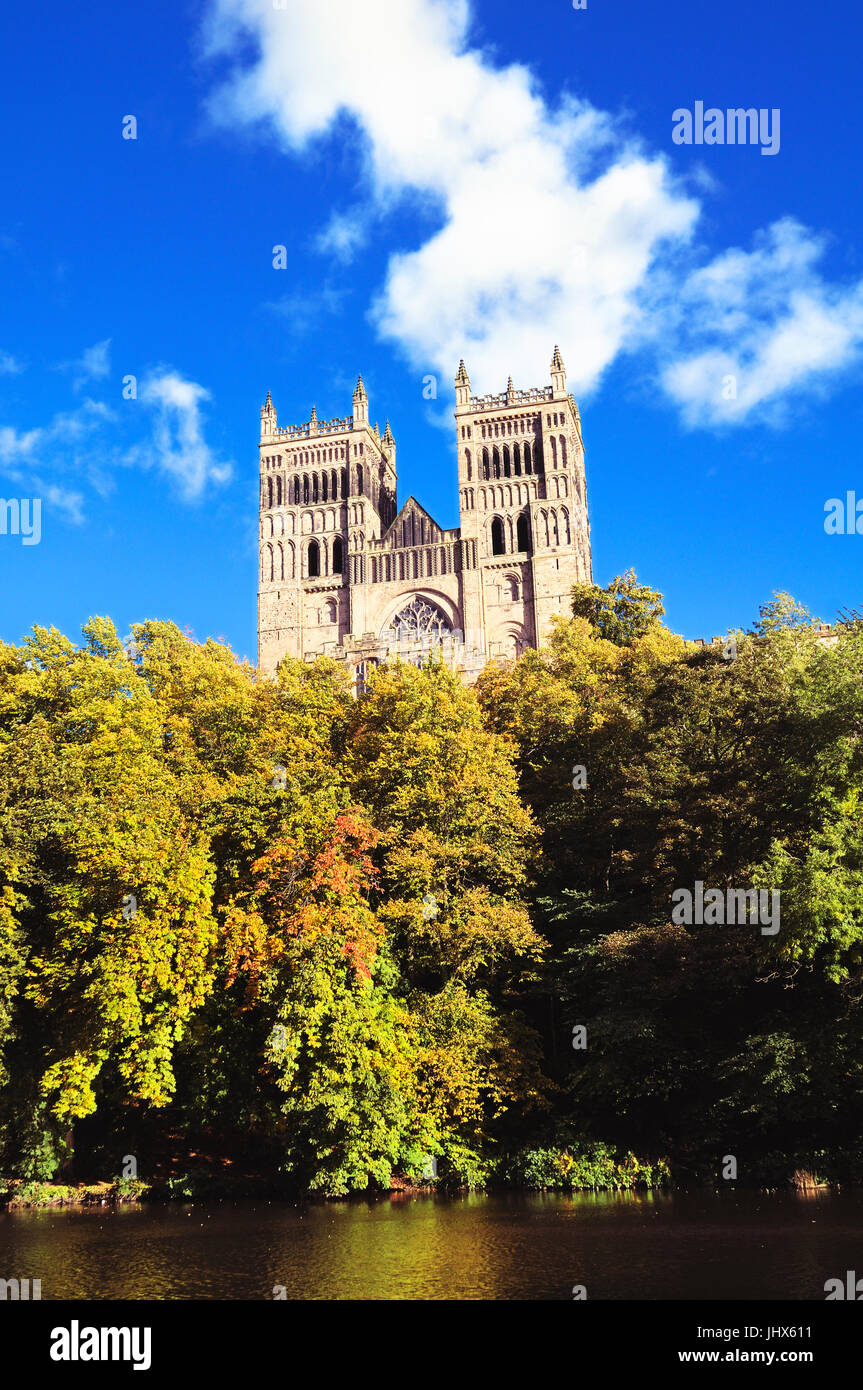 La Cattedrale di Durham, Durham City, nella contea di Durham, Inghilterra del Nord, Regno Unito Foto Stock