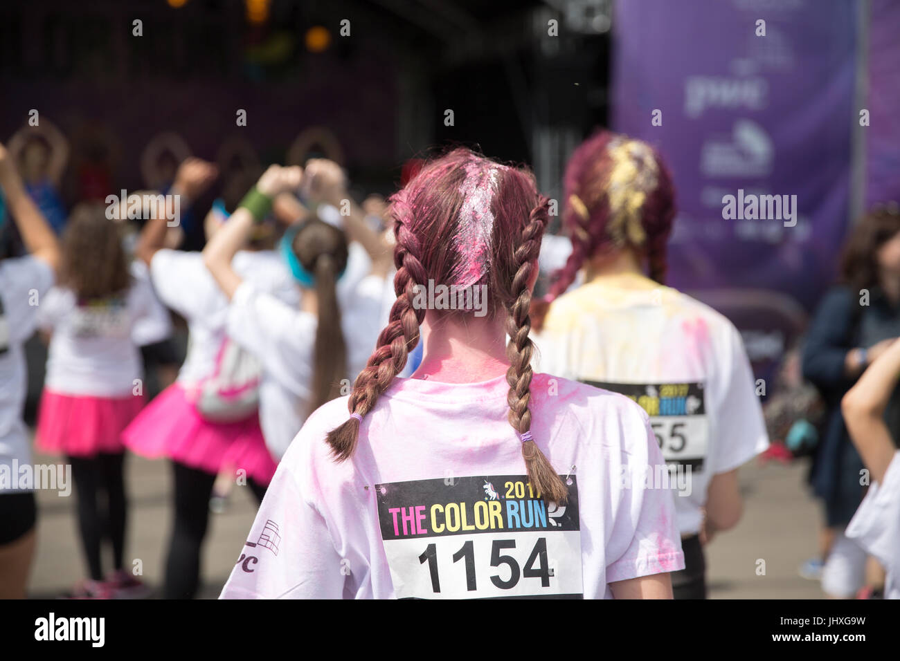 Scene dal Colour Run in Lussemburgo nel 2017 Foto Stock Scene dal Colour Run in Lussemburgo nel 2017 Foto Stock