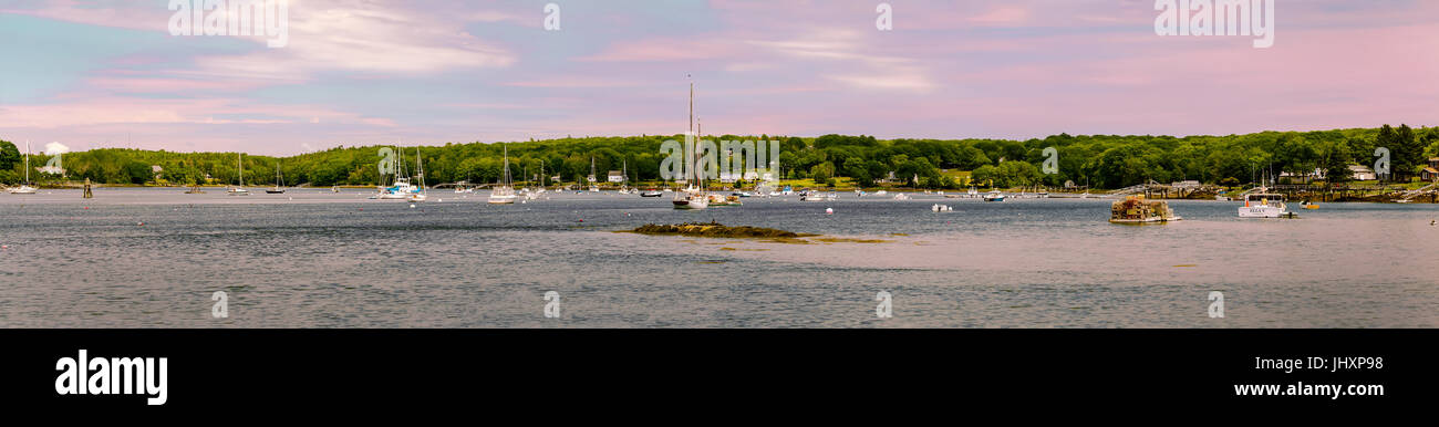 Panorama di Pemaquid porto di Bristol, Maine, Stati Uniti d'America. Foto Stock