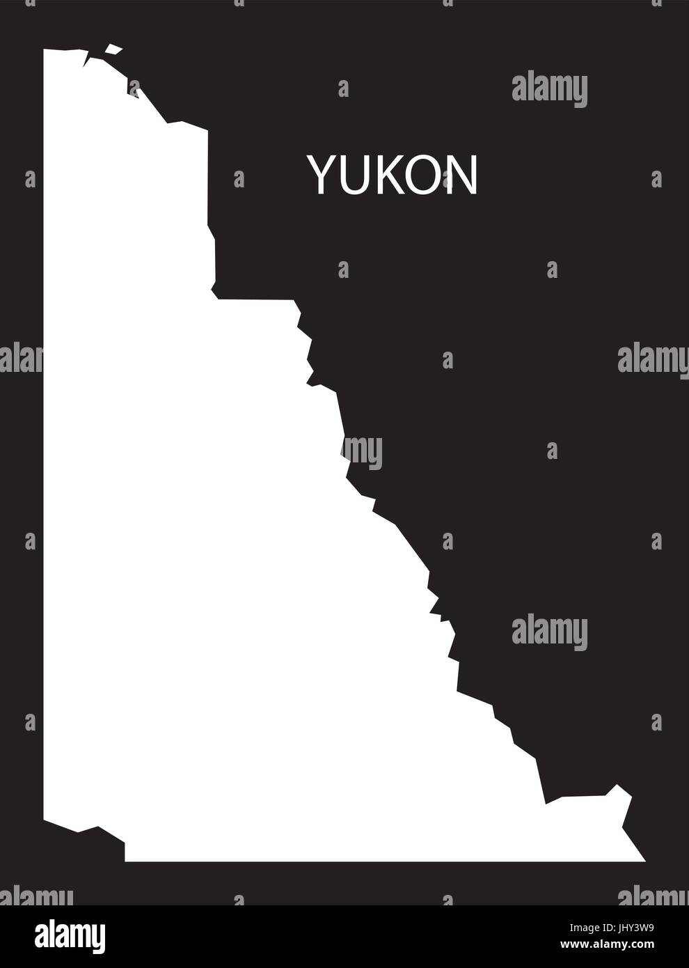 Yukon Canada mappa black silhouette invertito illustrazione forma Illustrazione Vettoriale