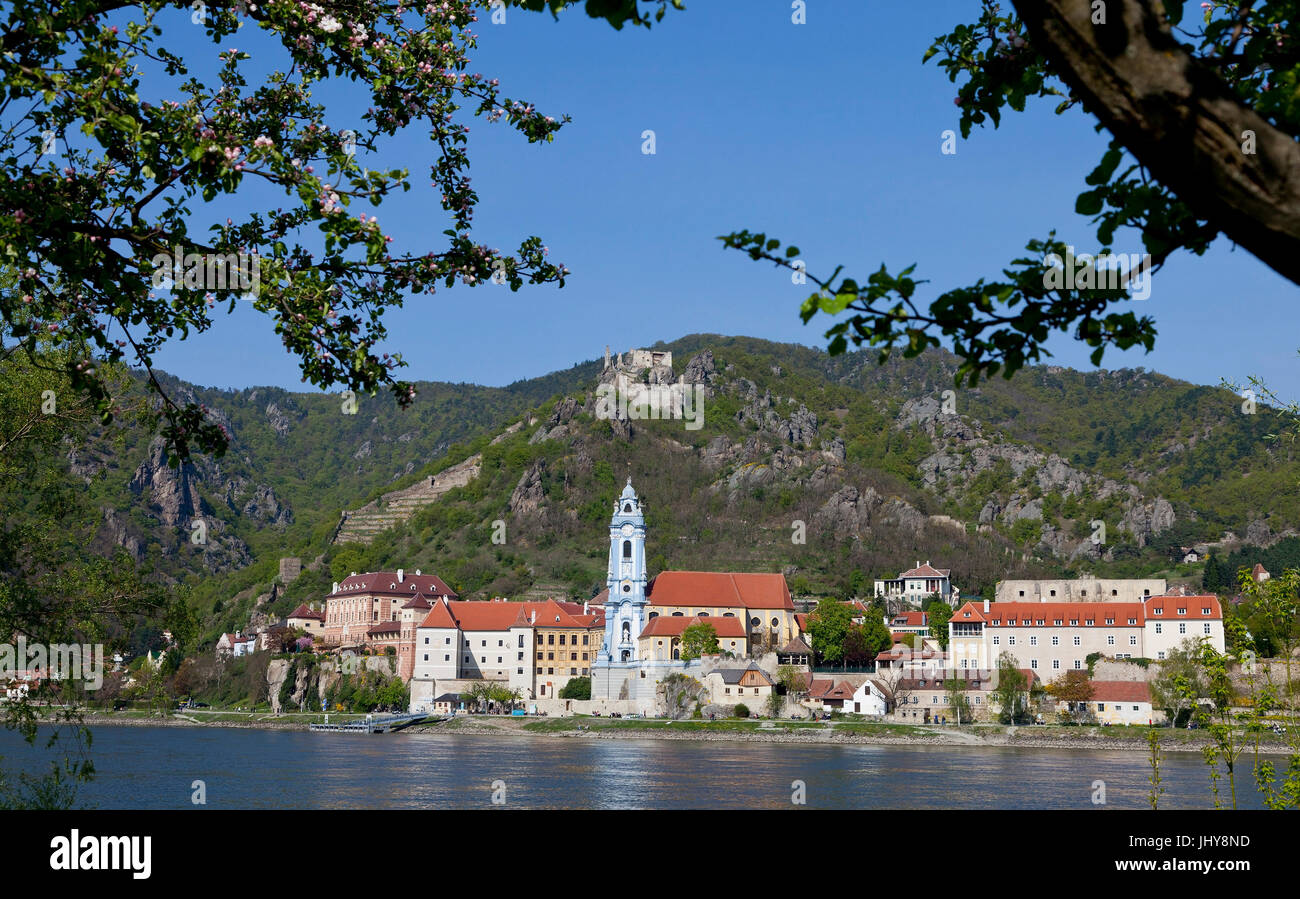 Duernstein / Danubio, Wachau, Austria Inferiore, Austria - Villaggio di Duernstein / Danubio, Bassa Austria, regione di Wachau, Duernstein / Dona Foto Stock