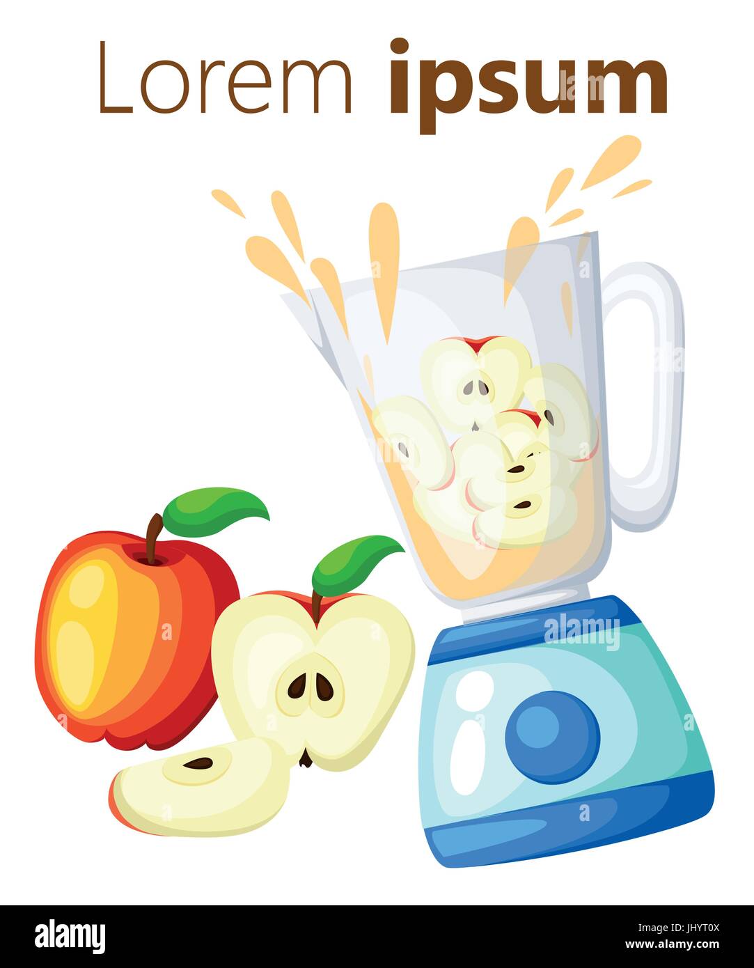 Frullatore e bicchiere per frullato di fatto di succo di mela fatta di apple illustrazione vettoriale pagina del sito web e mobile app design elemento vettoriale Illustrazione Vettoriale