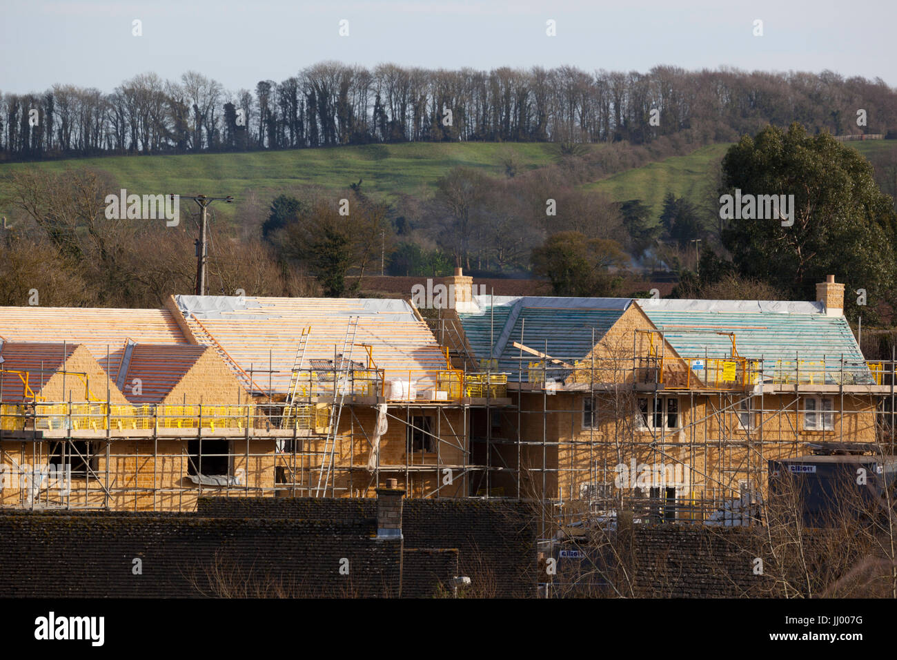 Nuove case in costruzione a Cotswold campagna, Chipping Campden, Cotswolds, Gloucestershire, England, Regno Unito, Europa Foto Stock