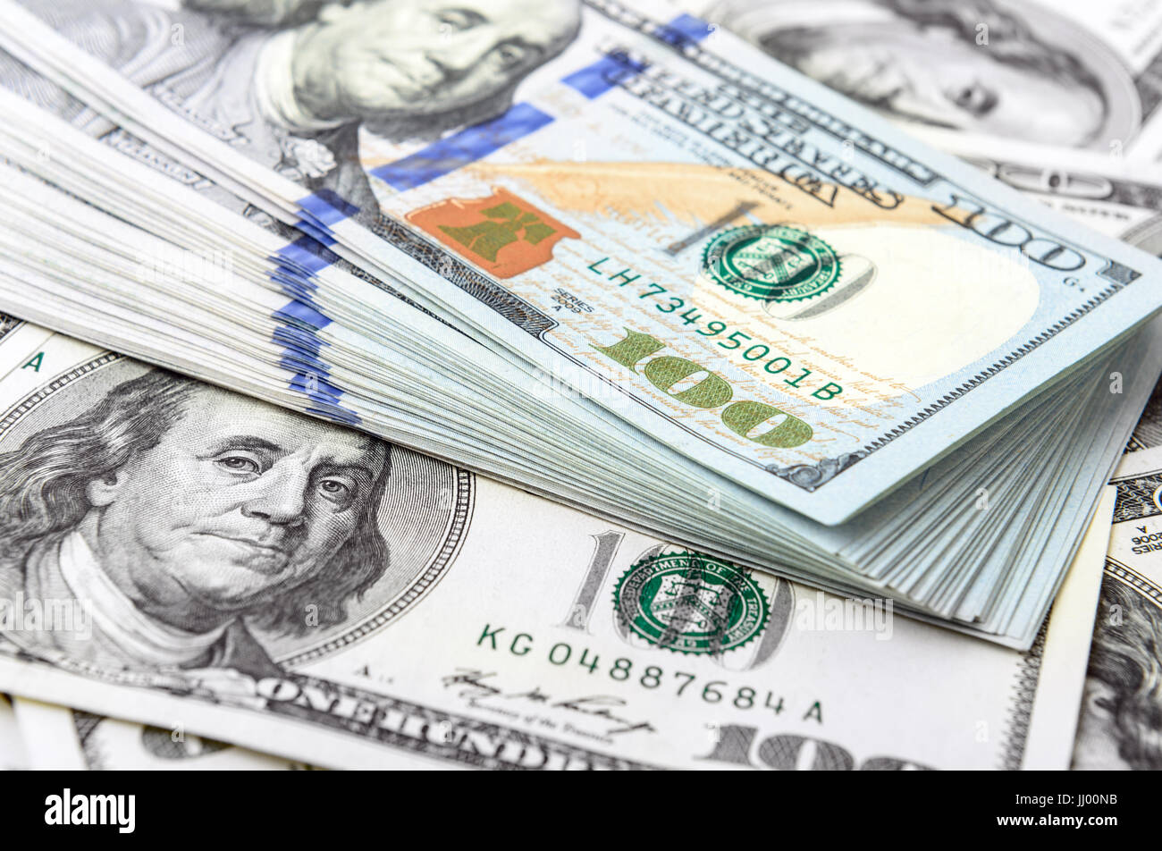 Sullo sfondo di un dollaro americano fatture Foto Stock