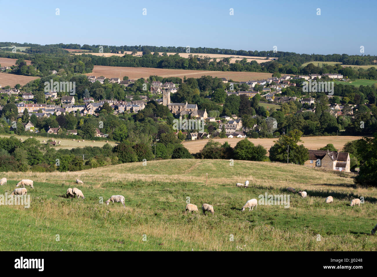 Vista sul villaggio Costwold di Blockley, Blockley, Cotswolds, Gloucestershire, England, Regno Unito, Europa Foto Stock