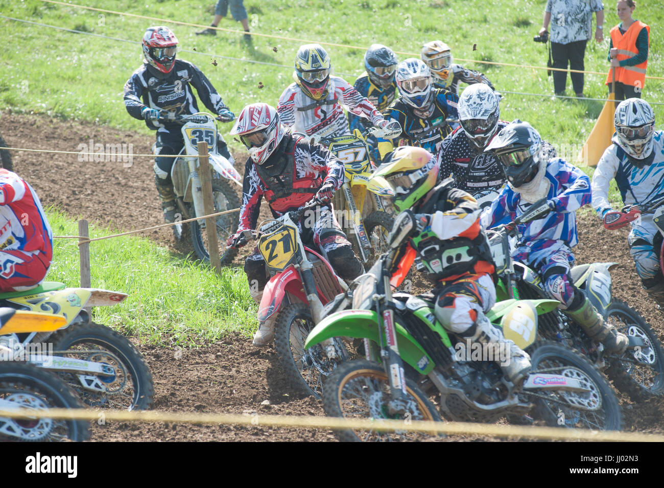 Inizio ad un moto corsa trasversale Foto Stock