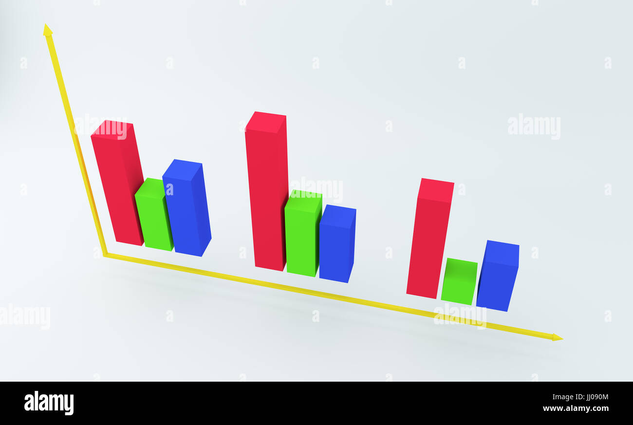 3D finanziario grafico colorato. Il rendering 3D. Foto Stock