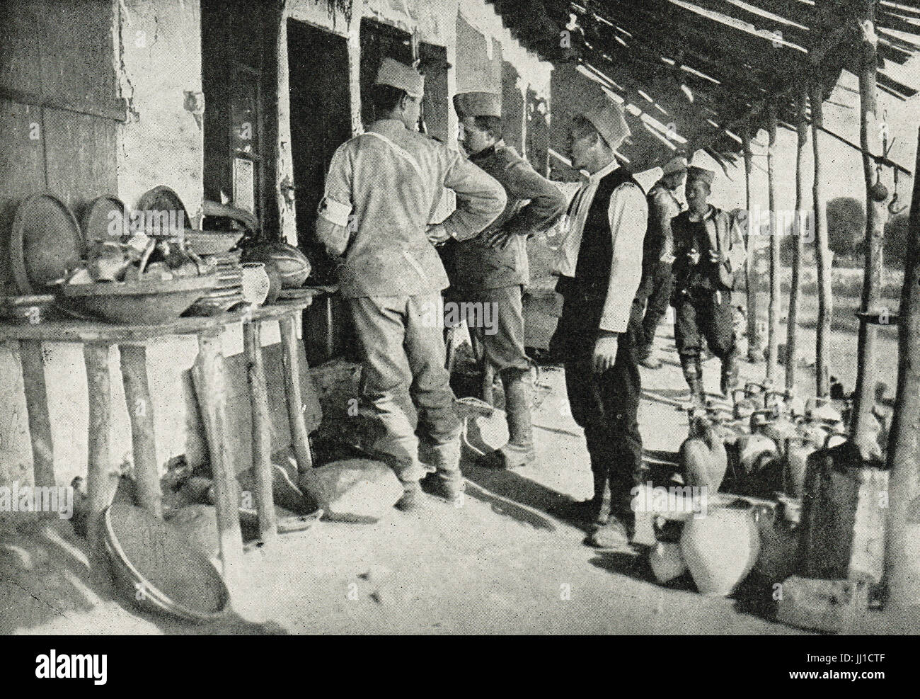 Austrian prigionieri di guerra Carrello per utensili da cucina a Nish, Serbia Foto Stock