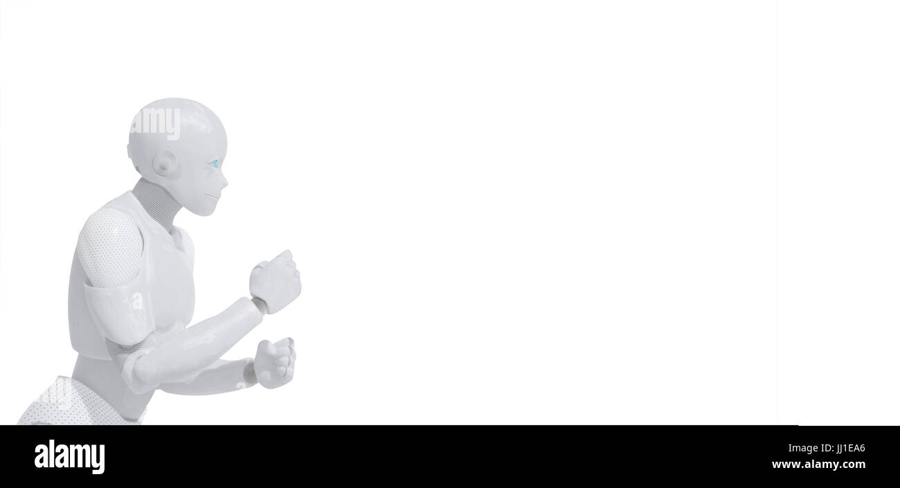 Robot in una posizione di combattimento - il concetto di concorrenza Foto Stock