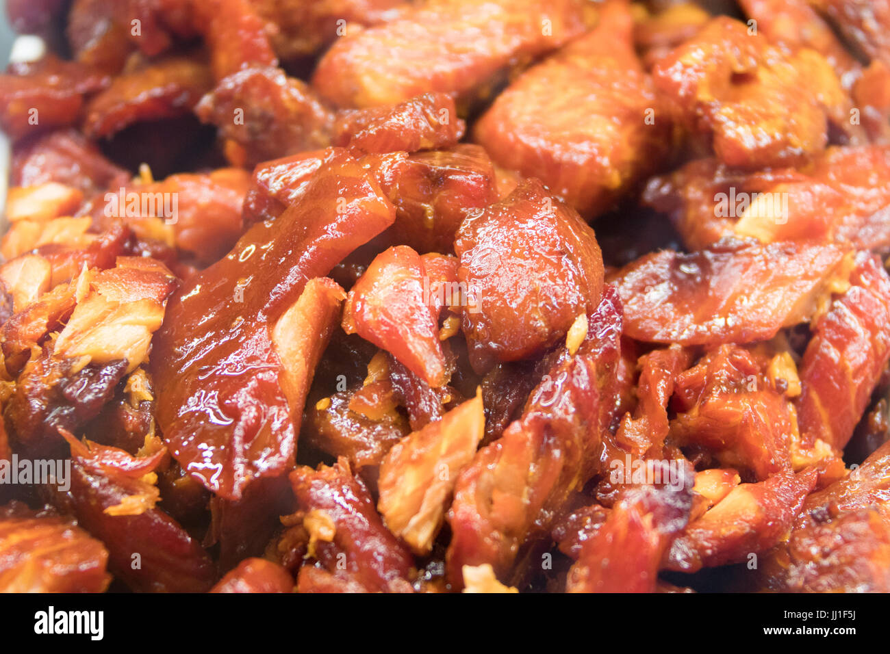 Miele di salmone affumicato a Granville Island il Mercato Pubblico, Granville Island, Vancouver, Canada Foto Stock