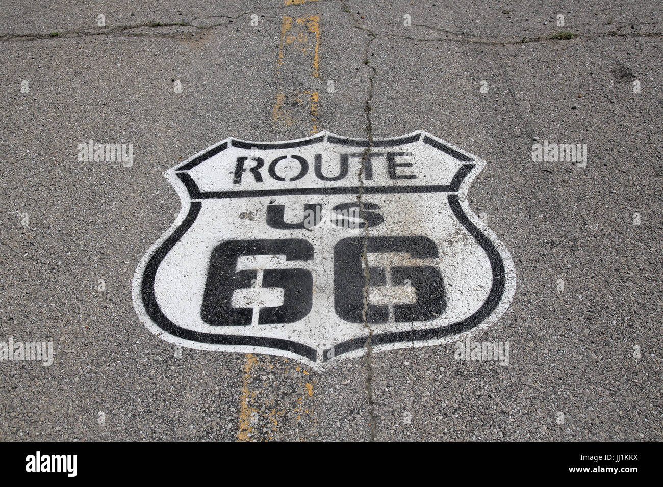 Route 66 cartello stradale in hazelgreen missouri Foto Stock