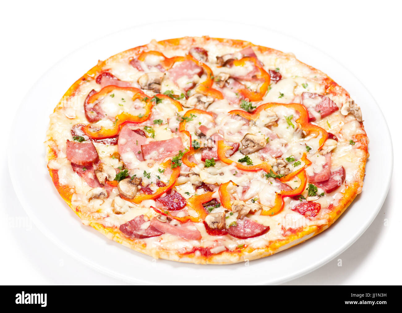 Gustosa salsiccia per pizza italiana pizza Foto Stock