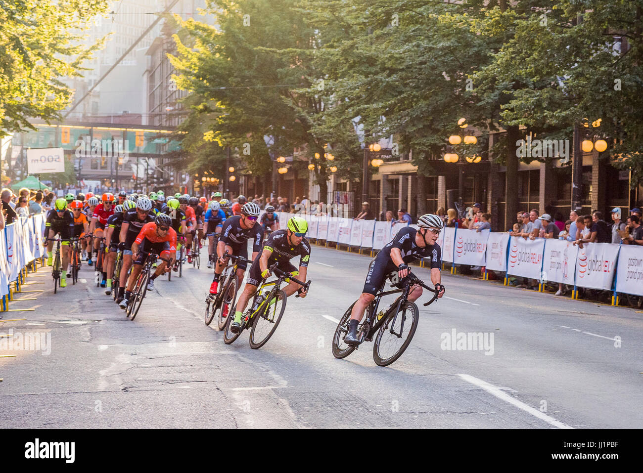 Il relè di livello globale Gastown Grand Prix corsa di ciclismo evento. Gastown, Vancouver, British Columbia, Canada. Foto Stock