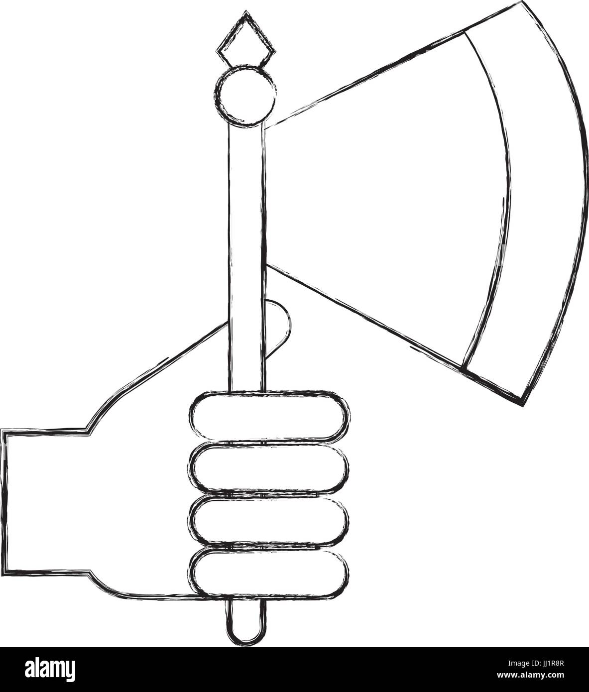 Mano con arma ax warrior game Illustrazione Vettoriale