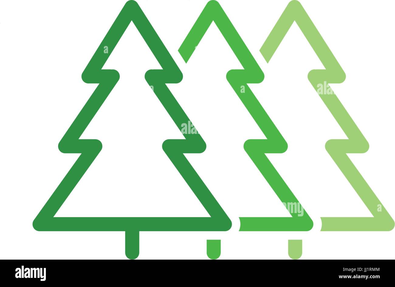 Abstract isolato di colore verde foglie vettore lineare logo. Alberi di insolita illustrazione. Gli elementi naturali di segno. I prodotti organici simbolo Illustrazione Vettoriale