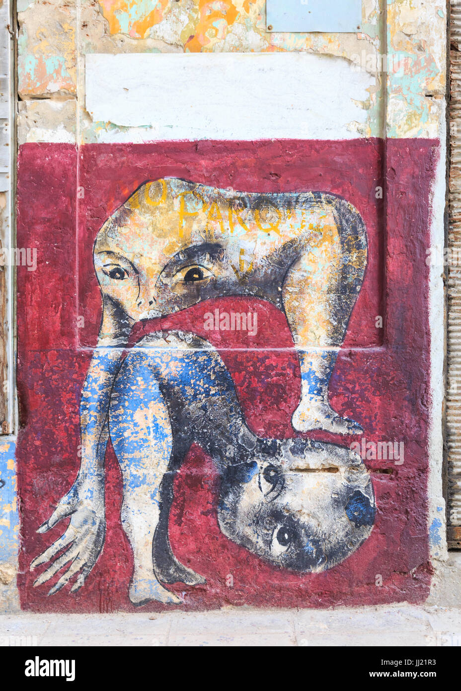 Graffiti da artista cubano Yulier P. (nome completo Yulier Rodriguez Perez, La Habana Vieja, Havana, Cuba Foto Stock