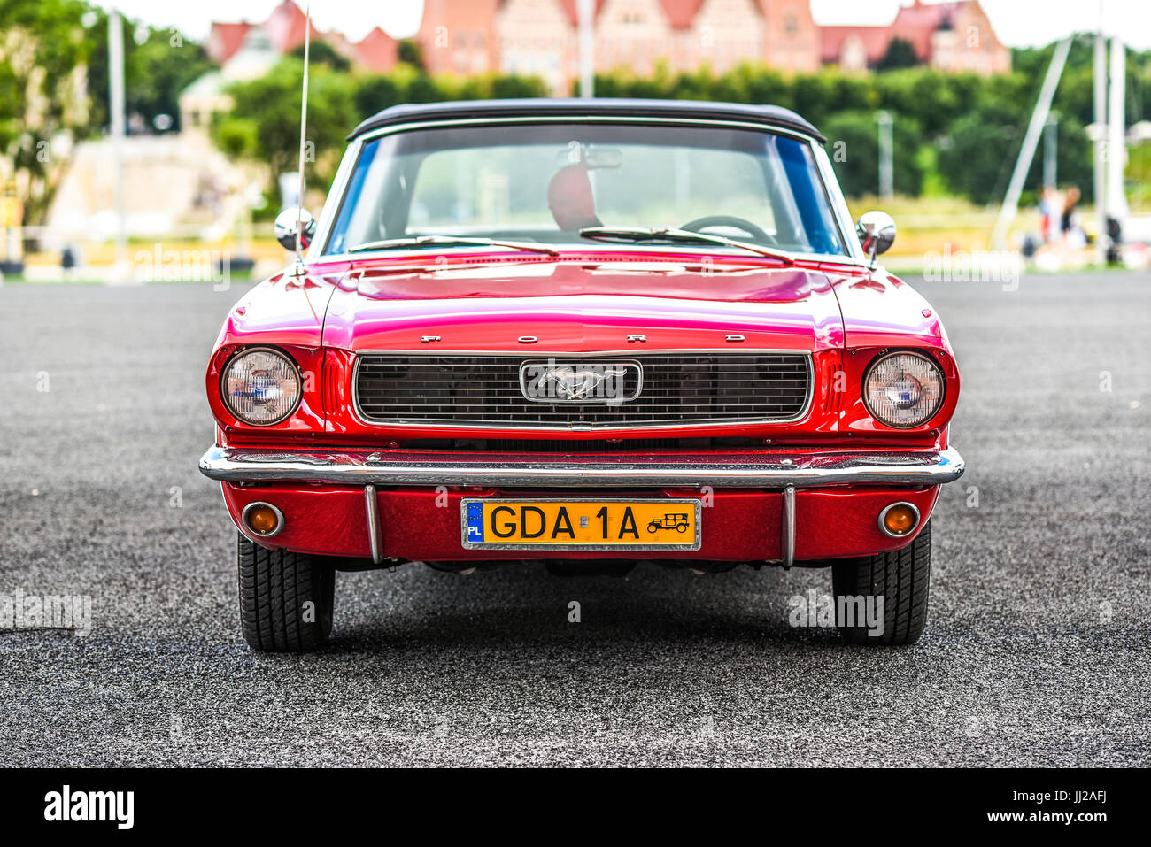 Szczecin, Polonia, luglio 17, 2017: Ford Mustang 289, vista frontale. Foto Stock