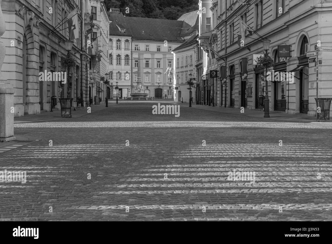 Svuotare Lubiana Domenica mattina Foto Stock