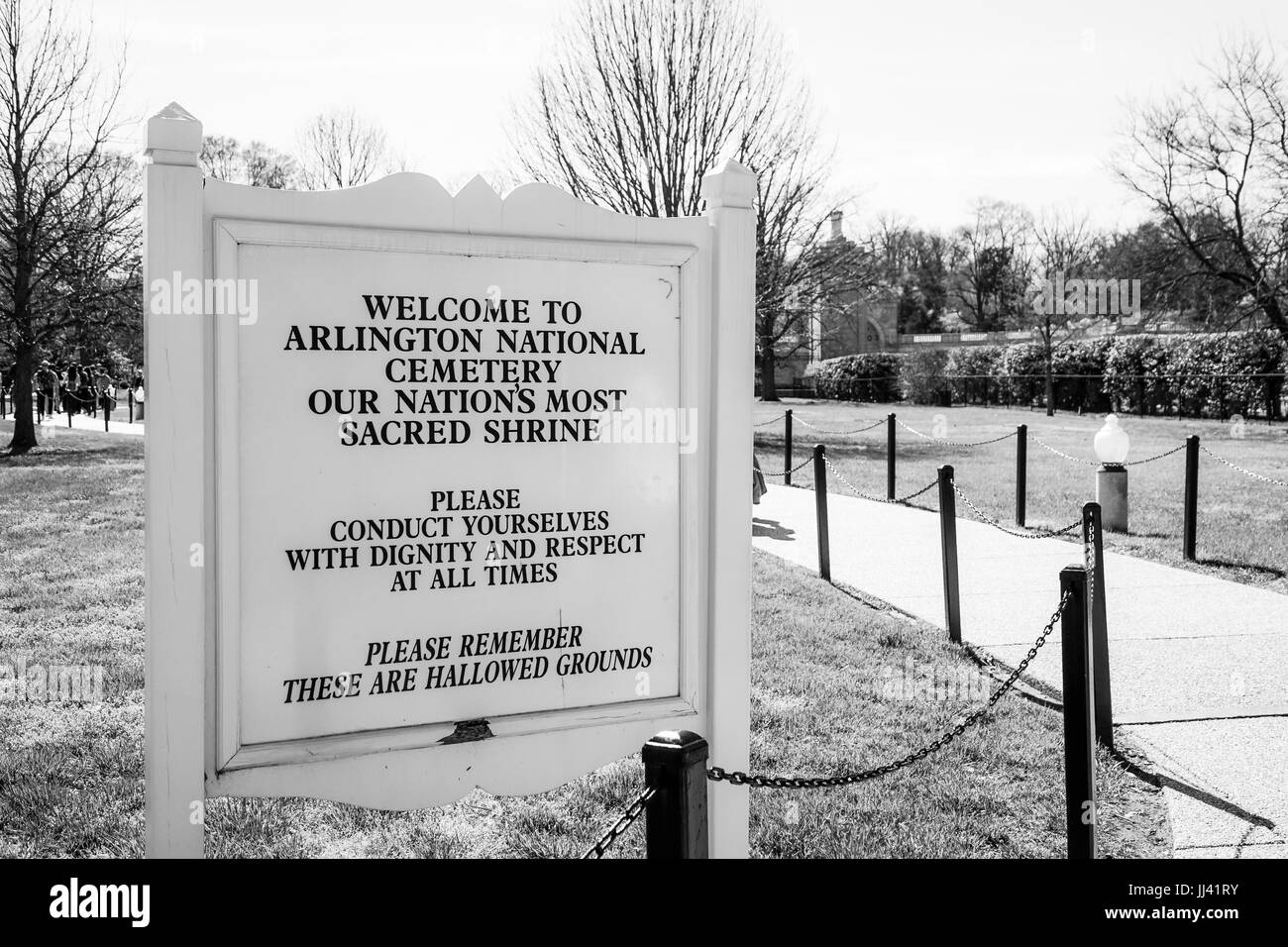 Il Cimitero di Arlington segno di benvenuto - WASHINGTON / Distretto di Columbia - Aprile 8, 2017 Foto Stock