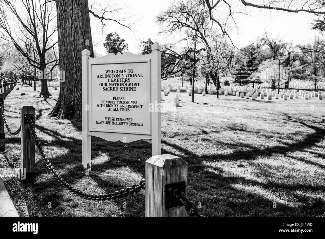 Il Cimitero di Arlington segno di benvenuto - WASHINGTON / Distretto di Columbia - Aprile 8, 2017 Foto Stock