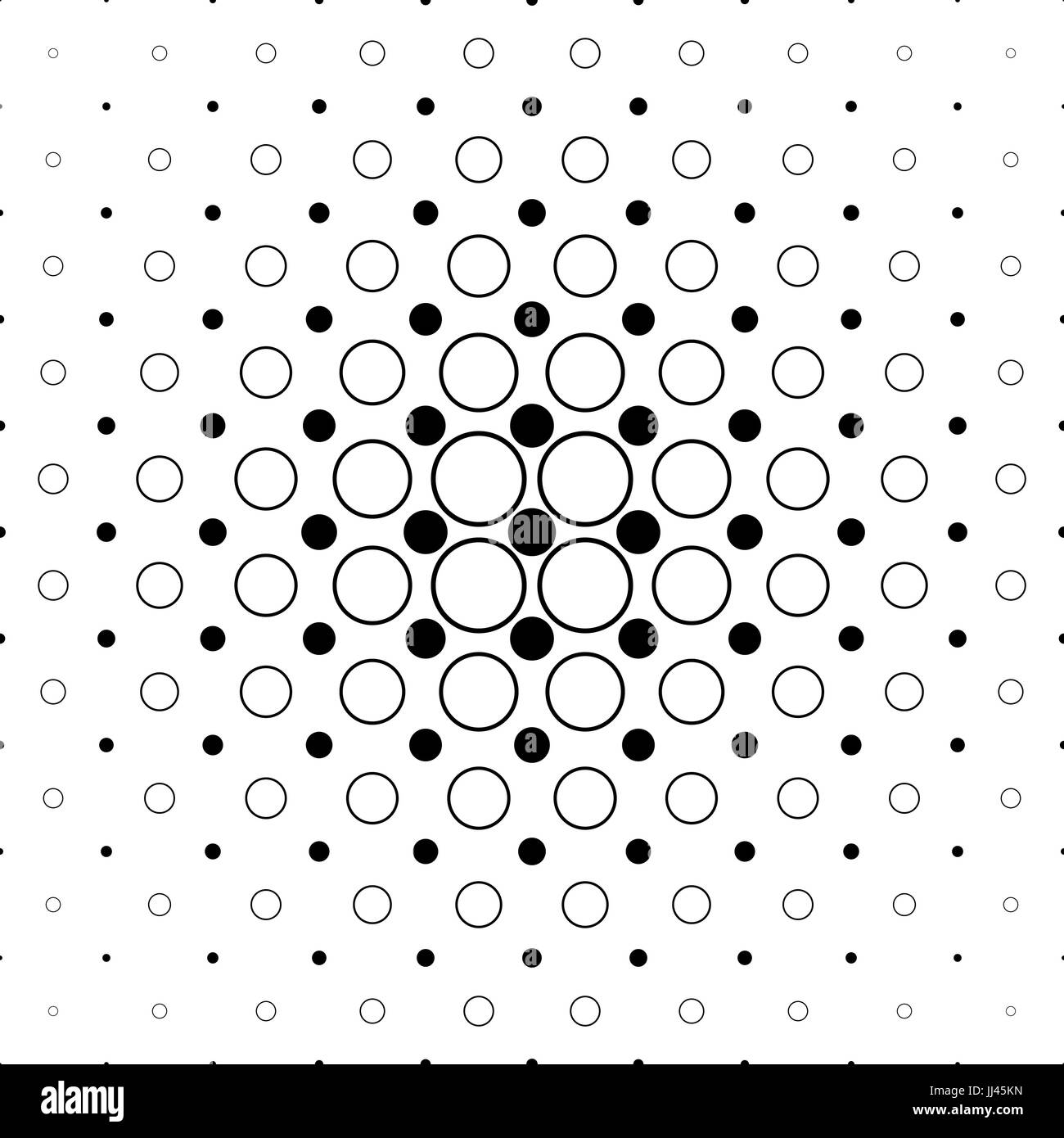 Cerchio monocromatico - pattern geometrico astratto sfondo vettoriale da punti e circoli Illustrazione Vettoriale