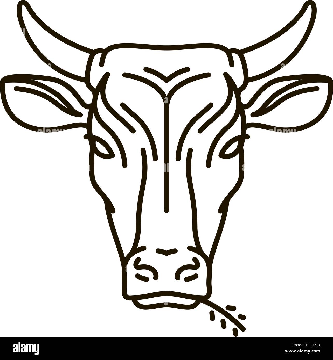 Ritratto di mucca. Animale della fattoria, bull icona o logo. Illustrazione Vettoriale Illustrazione Vettoriale