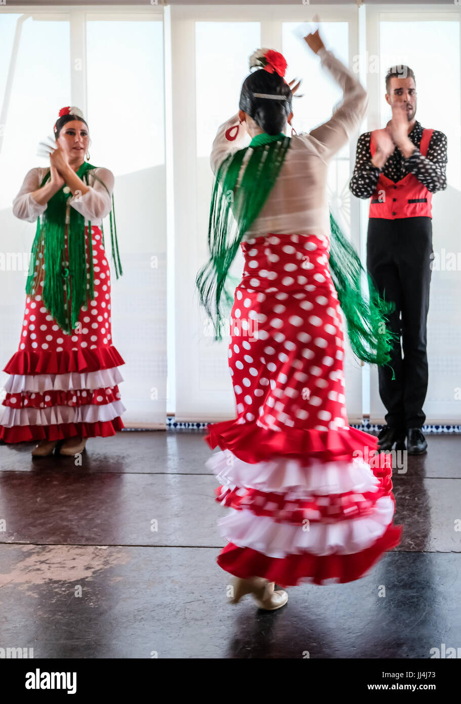 CALAHONDA, Andalusia/Spagna - 3 Luglio : Flamenco Dancing a Calahonda Costa del Sol Spagna il 3 luglio 2017. Persone non identificate. Foto Stock