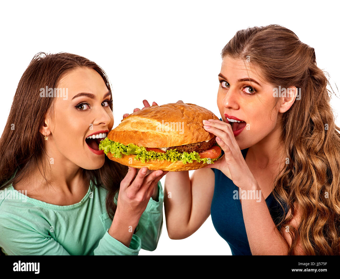 Hamburger fast food con prosciutto . Buona fast food concept. Foto Stock