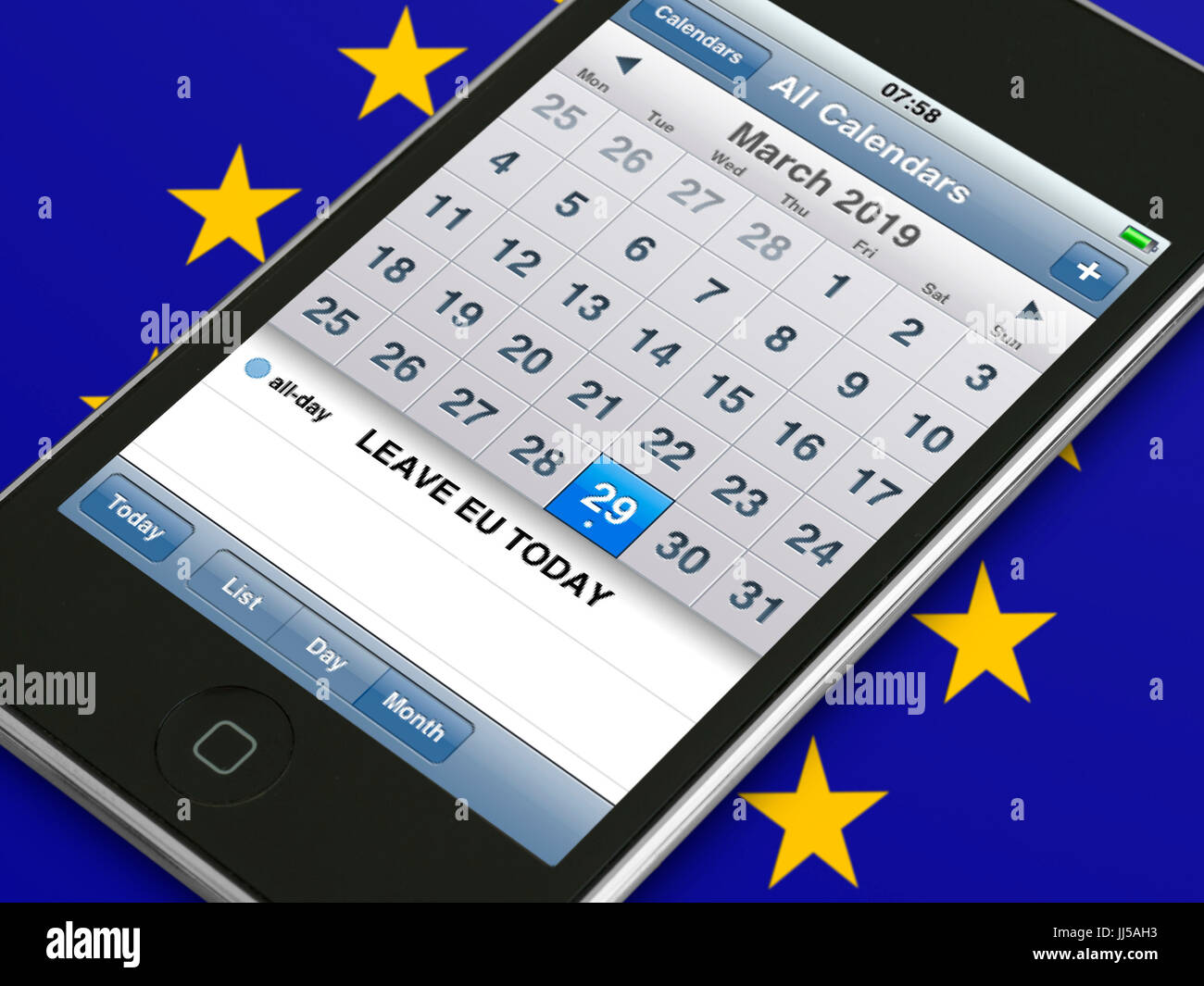 Telefono mobile device mostra calendario eventi diario per Brexit data quando il Regno Unito è dovuta a lasciare l'UE Unione europea ("Giorno di Indipendenza") Foto Stock