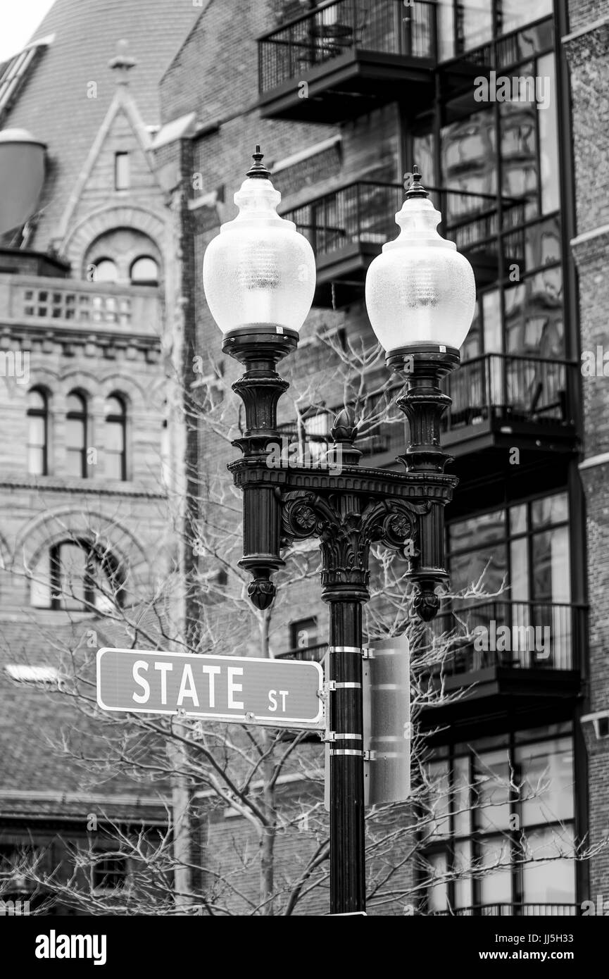 State Street in Boston - BOSTON / MASSACHUSETTS - Aprile 3, 2017 Foto Stock