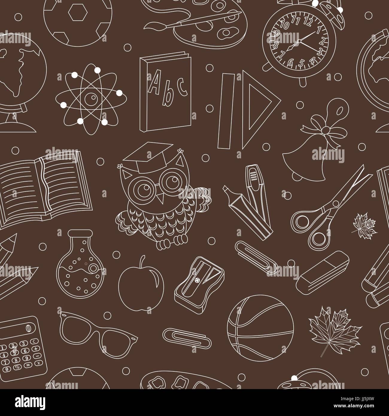 Si torna a scuola seamless pattern, del disegno a mano, doodle stile.  Articoli di cancelleria sfondo infinito. L'istruzione Line texture  ripetitive. Illustrazione Vettoriale Immagine e Vettoriale - Alamy