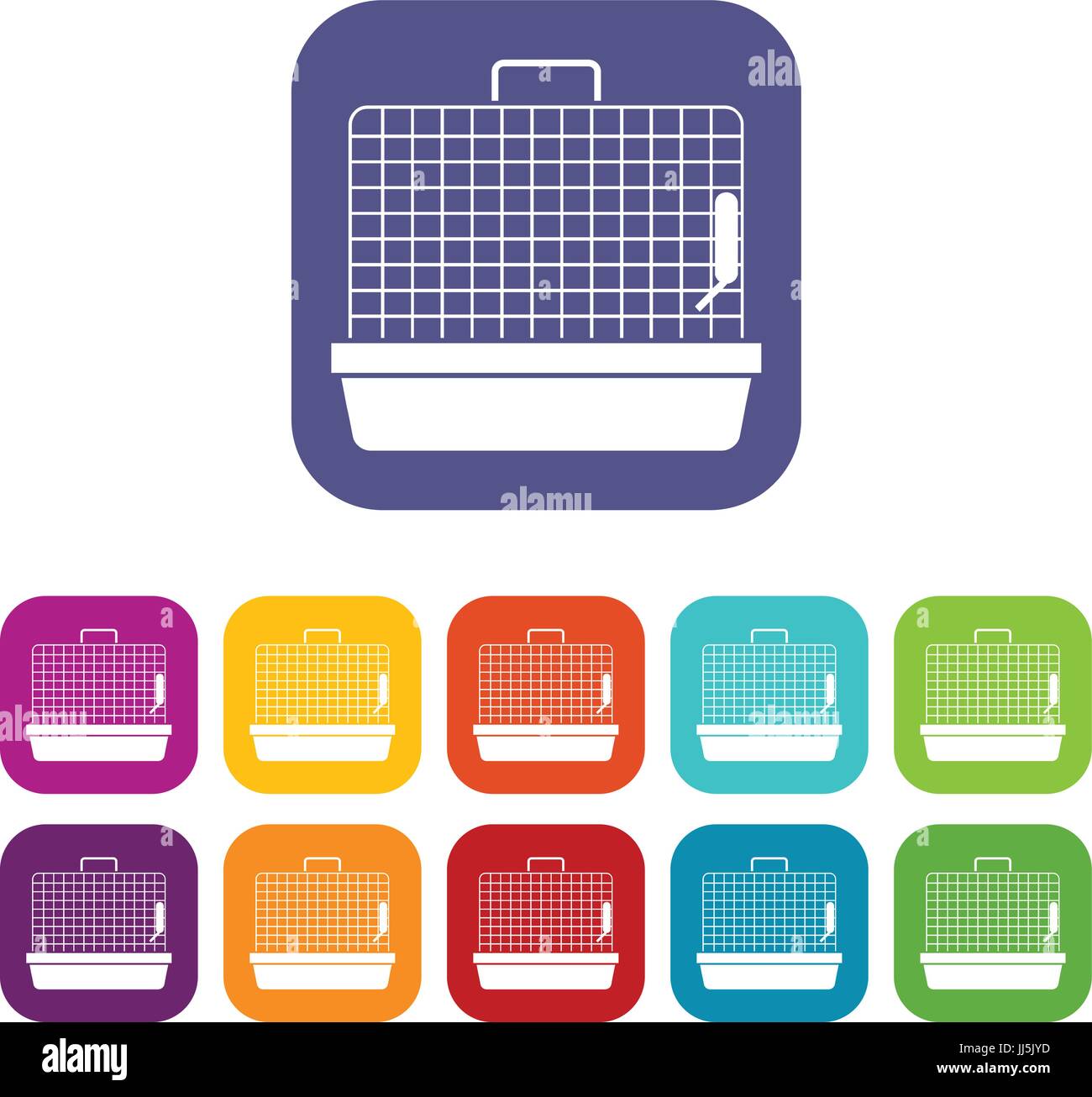 Gabbia per uccelli set di icone Illustrazione Vettoriale