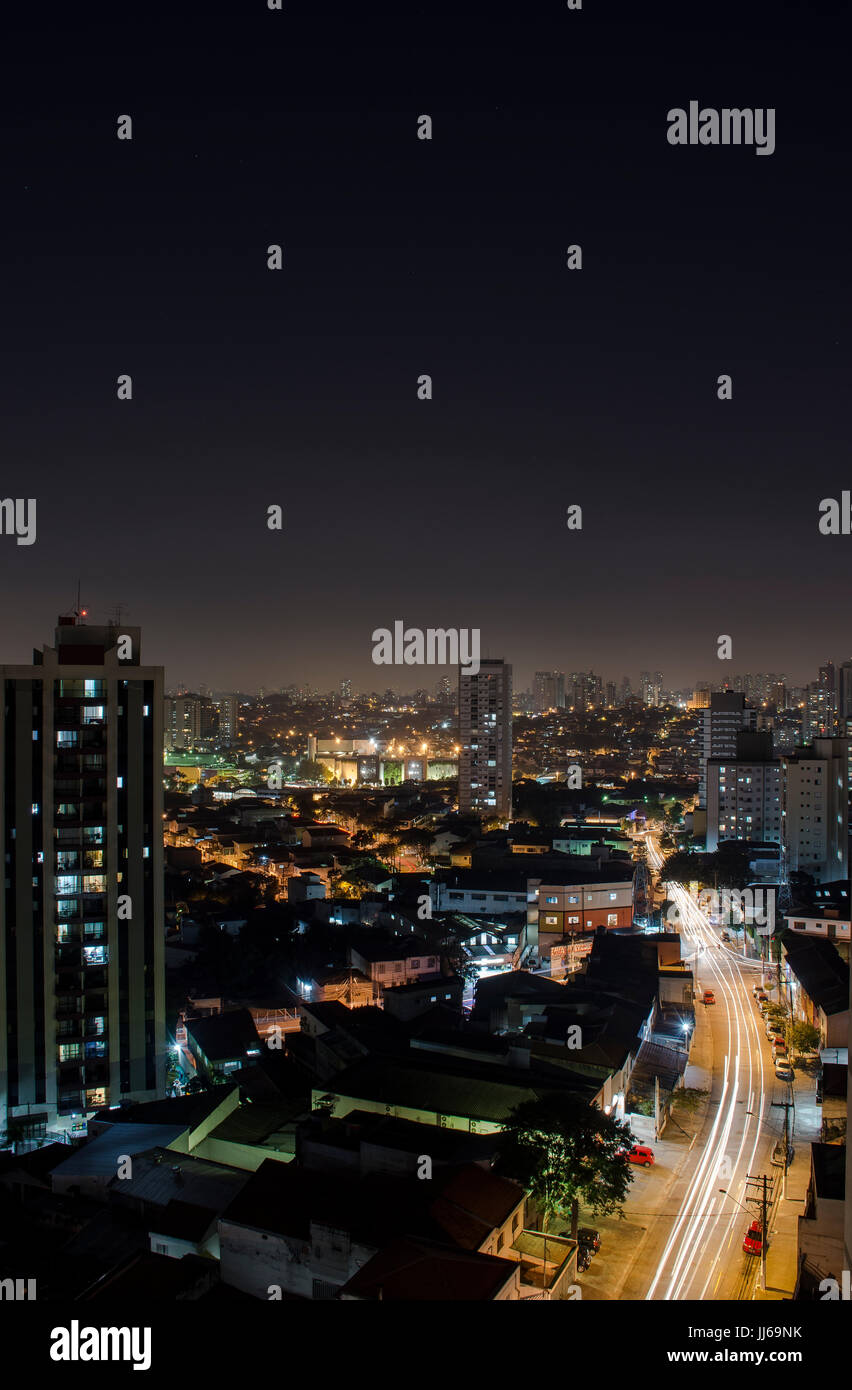 Sao Paulo Skyline Cityscape dal di sopra di notte Foto Stock