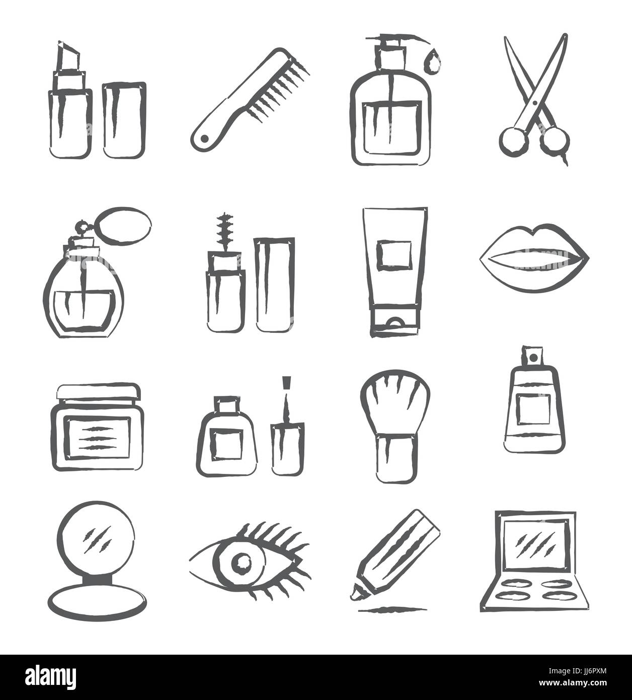 Cosmetici Doodle icone Illustrazione Vettoriale