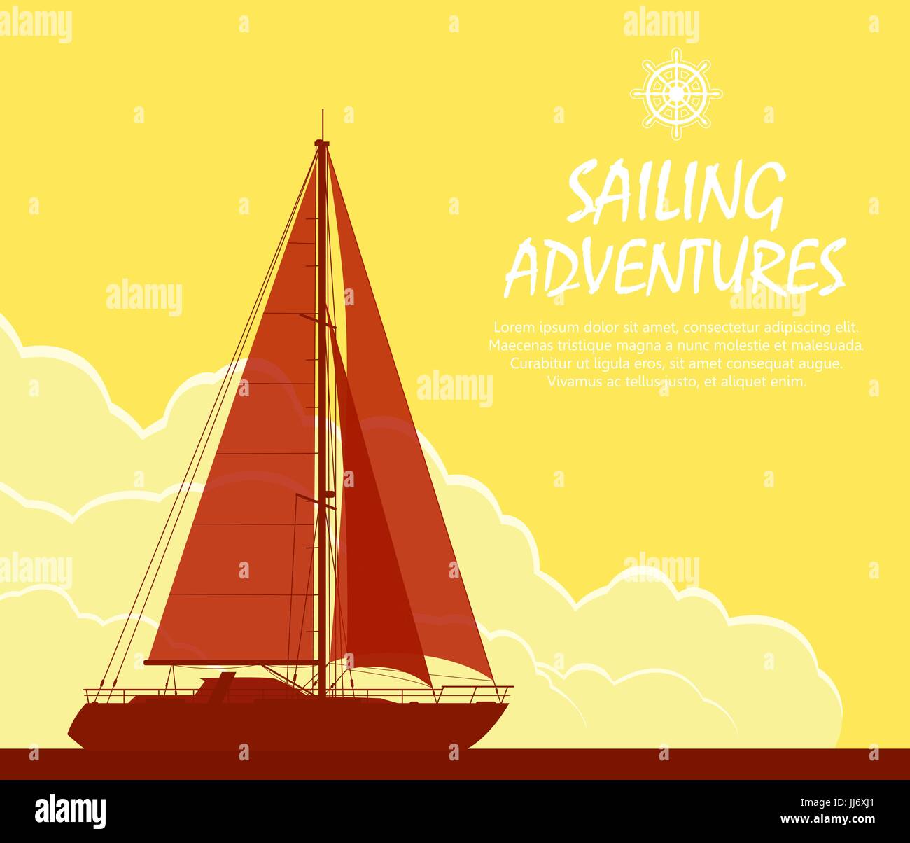 In barca a vela al tramonto Illustrazione Vettoriale