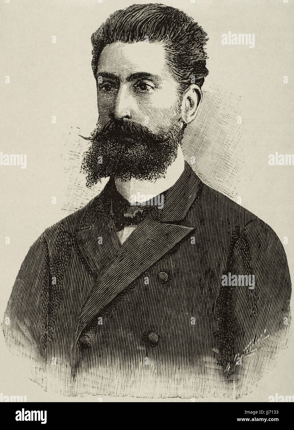 Eduardo Viscasillas Blanque (1848-1935). Compositore spagnolo e diplomatico. Incisione di Arturo Carretero (1852-1903). La spagnolo e illustrazione americana 1892. Foto Stock