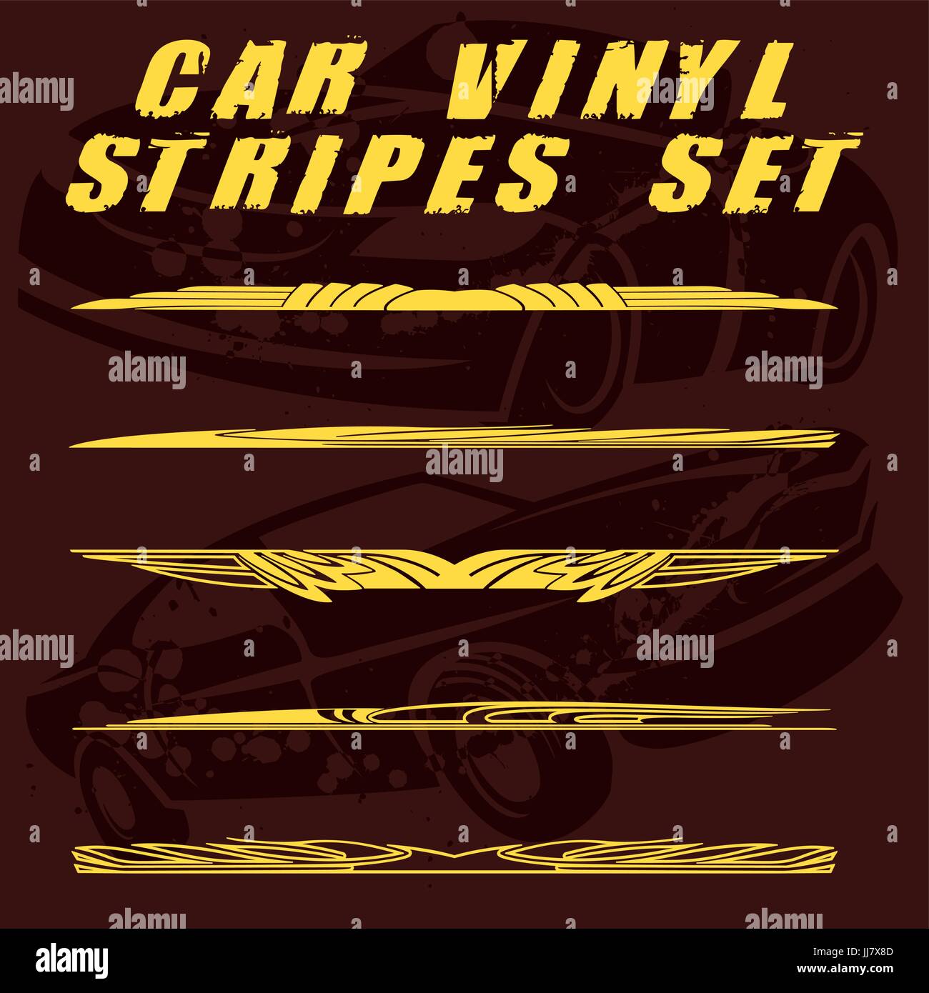 Car design stripe impostata per la stampa ed il taglio su vinile Illustrazione Vettoriale