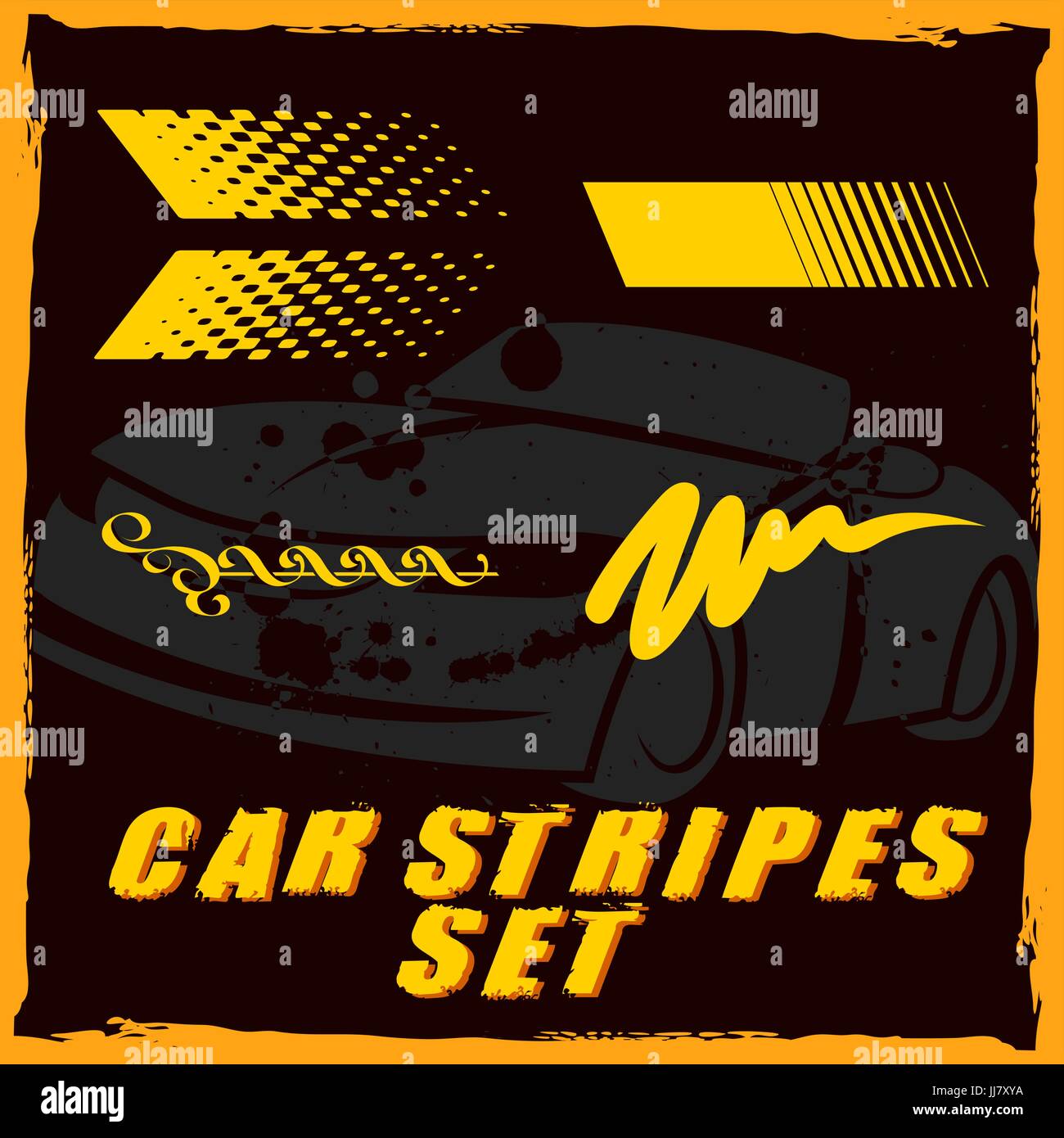 Car design stripe impostata per la stampa ed il taglio su vinile Illustrazione Vettoriale
