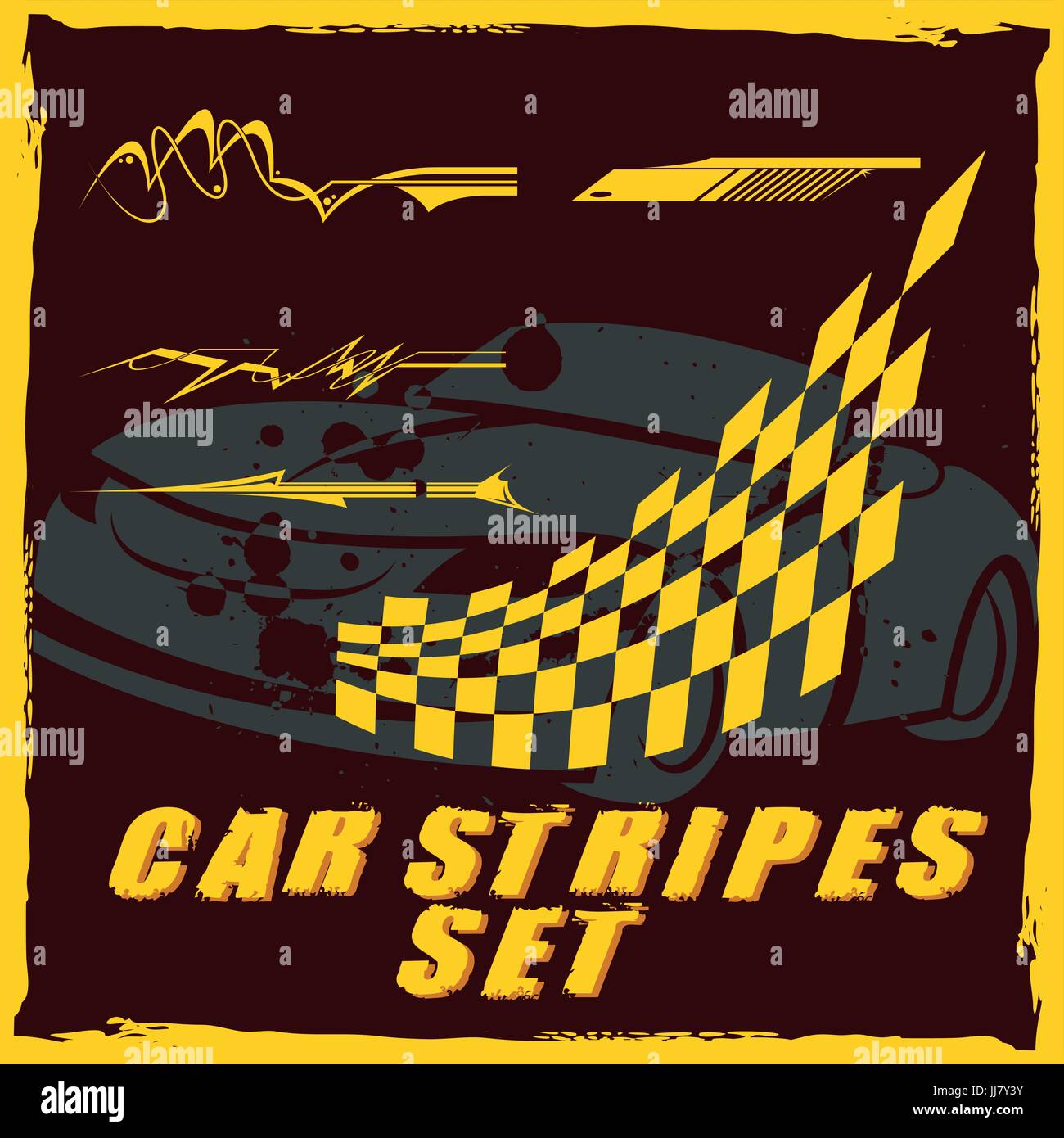 Car design stripe impostata per la stampa ed il taglio su vinile Illustrazione Vettoriale
