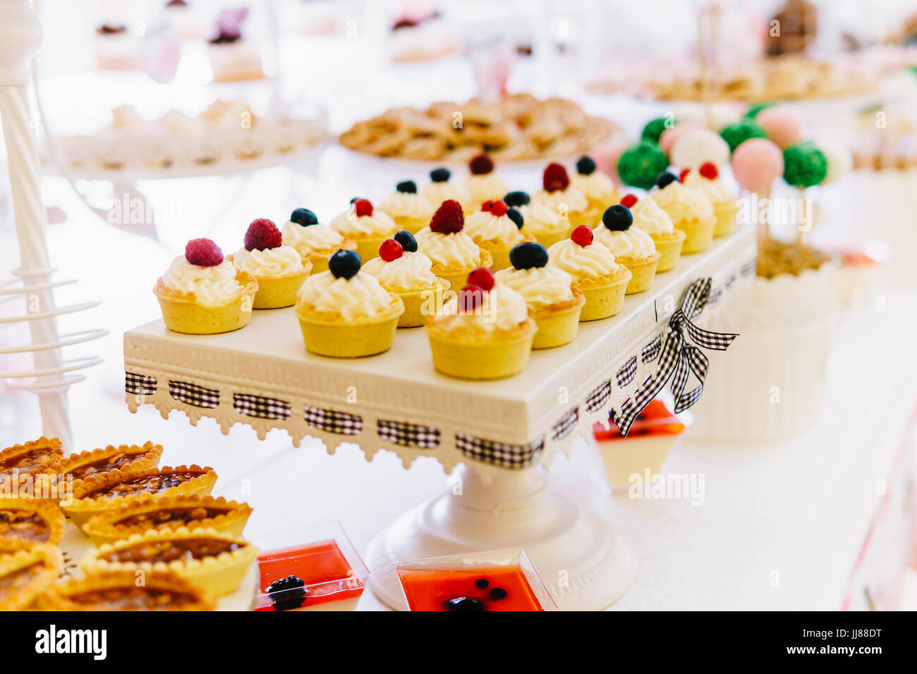Tortina di frutta biscotti a Wedding Candy Bar Foto Stock