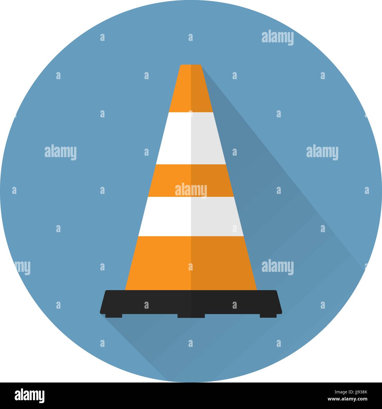 Cono stradale in stile appartamento, icona del vettore per info graphics Illustrazione Vettoriale