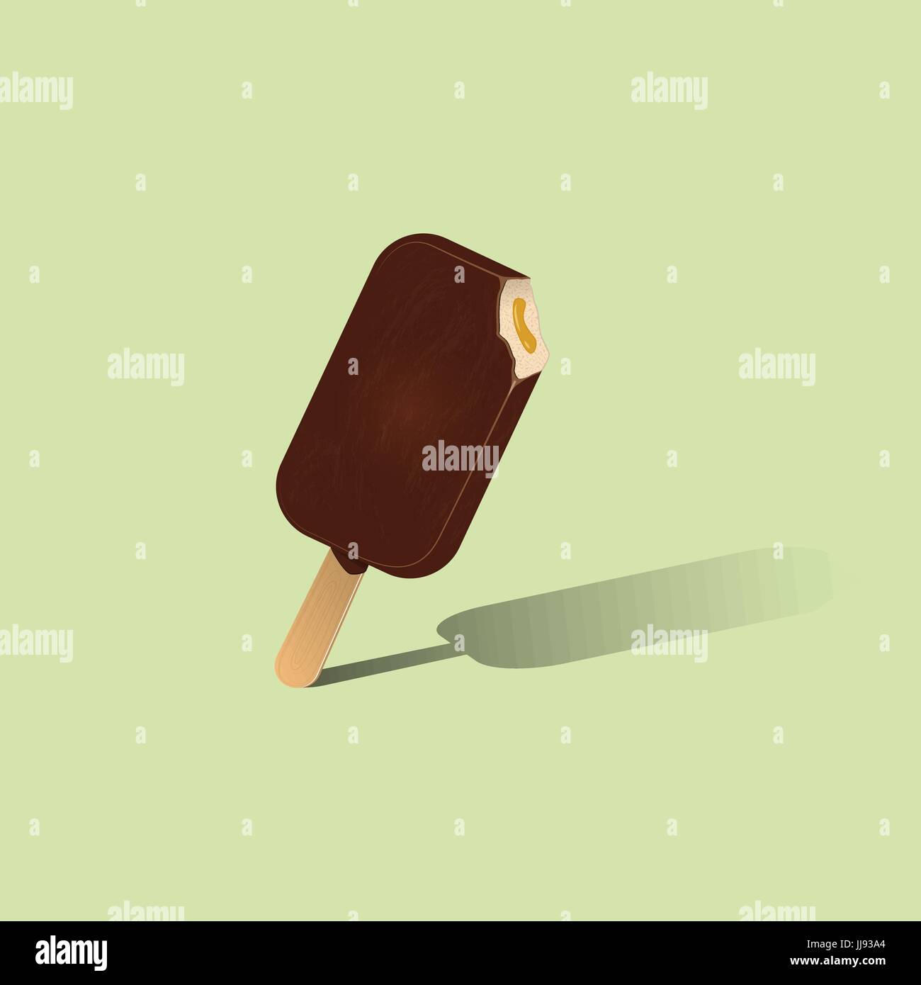 Gelato al cioccolato su un bastone, isolato Illustrazione Vettoriale