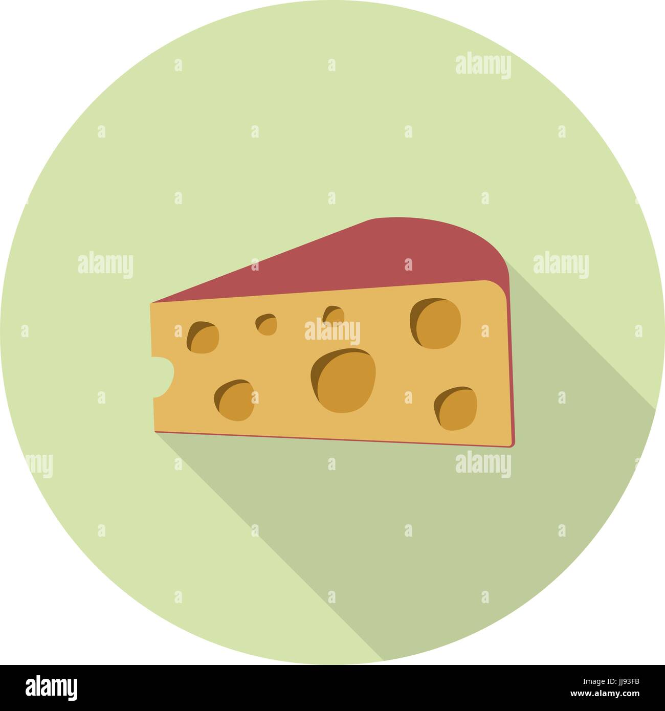Pezzo di formaggio in stile appartamento, isolato Illustrazione Vettoriale