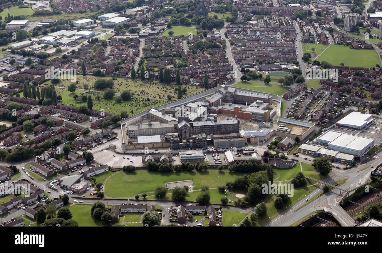 Vista aerea del carcere HM Leeds o Armley prigione come lo chiamano, REGNO UNITO Foto Stock