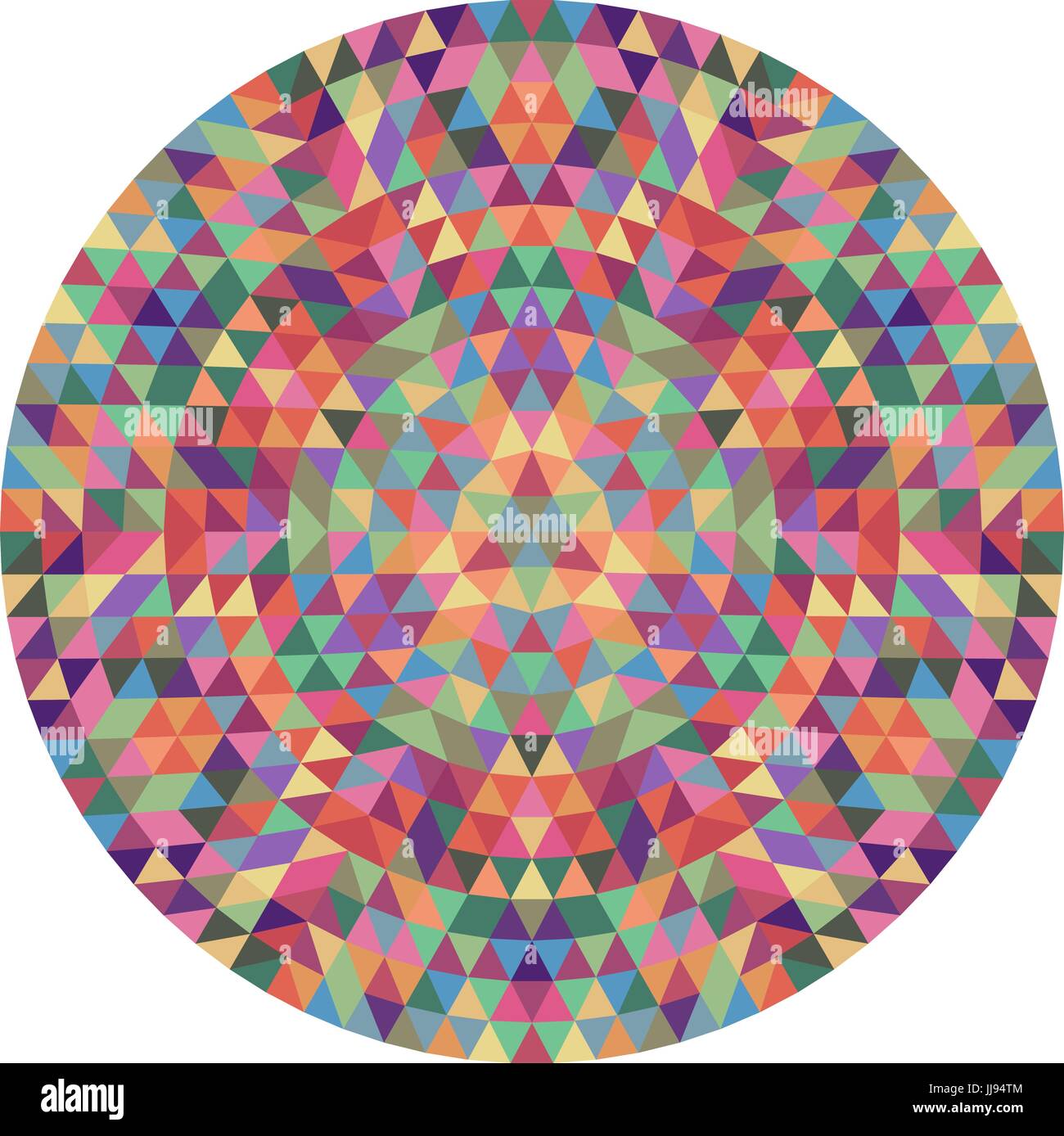 Round triangolo geometrico mandala design - simmetrica modello vector graphic art da triangoli Illustrazione Vettoriale