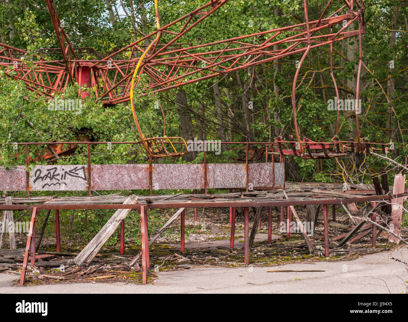 Esclusione di Chernobyl Zona: Giostra abbandonati nella città fantasma di pripjat Foto Stock